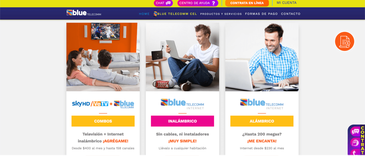 Consumos de Blue Telecomm Servicios en Línea
