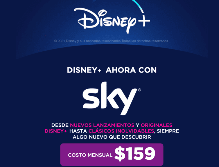 Paquetes de Disney Plus con SKY