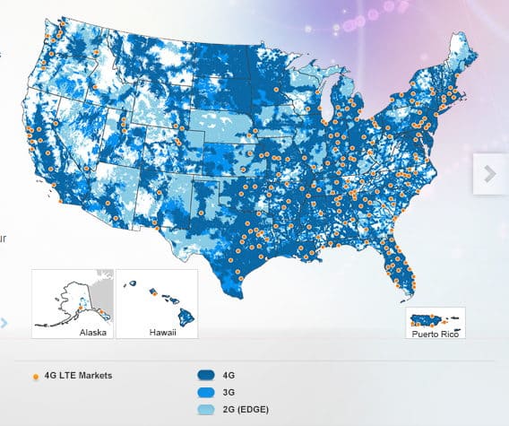 Cobertura de AT&T en USA