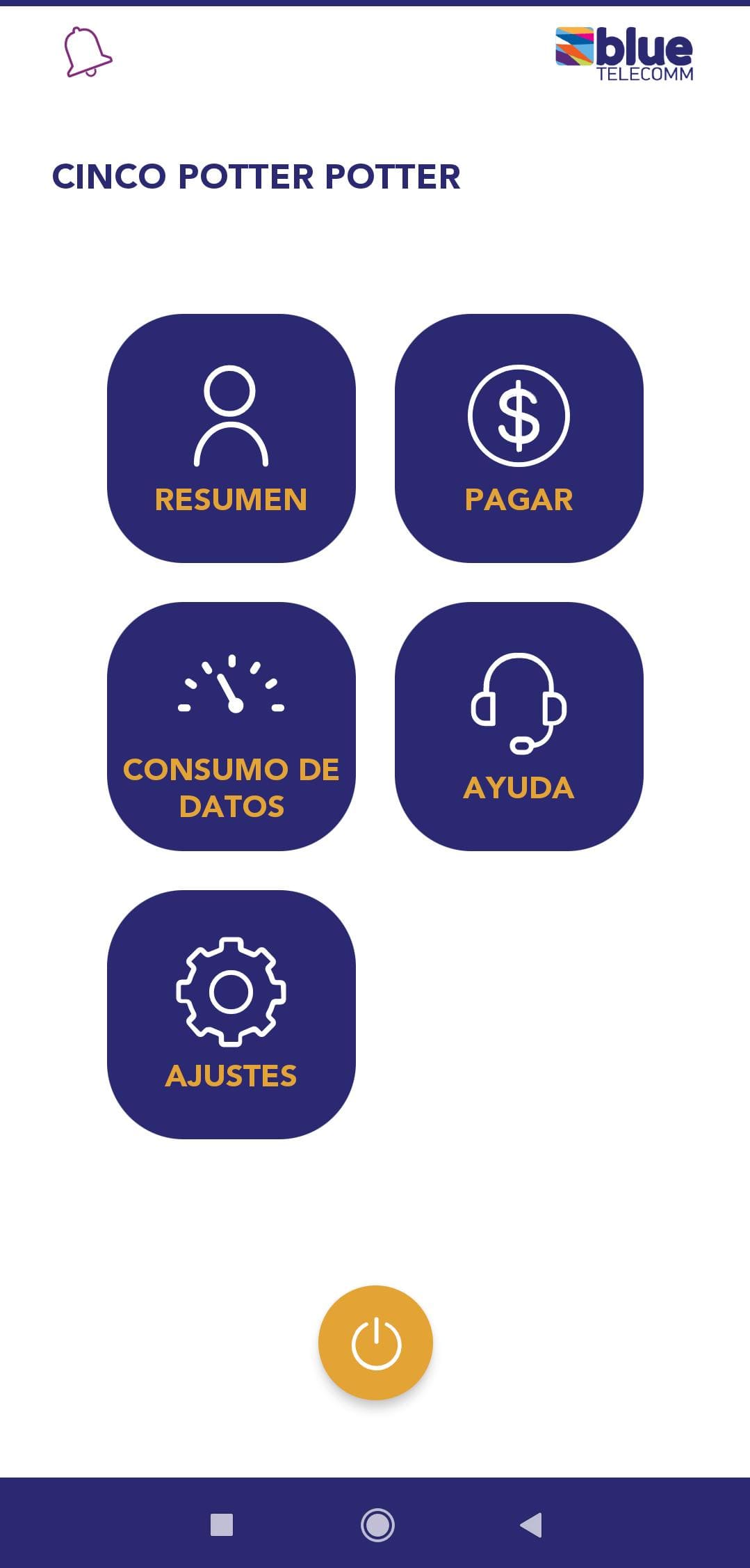 Consumos de Blue Telecomm App