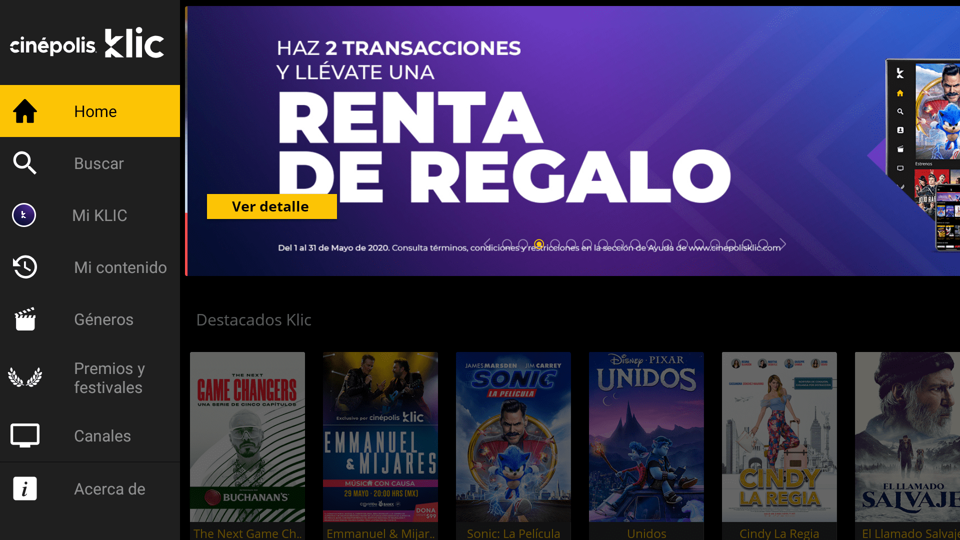 Dispositivos para ver Cinépolis Klic